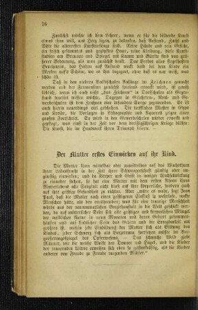 ¬Der¬ Mutter erstes Einwirken auf ihr Kind