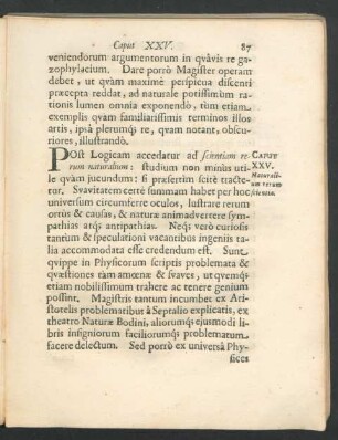 Caput XXV. Naturalium rerum scientia.