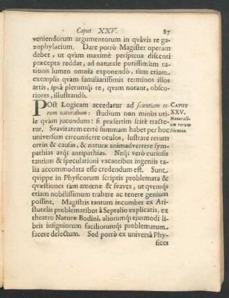 Caput XXV. Naturalium rerum scientia.
