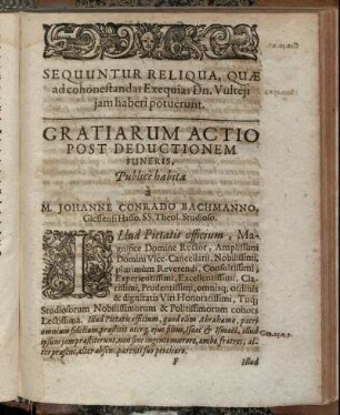 Gratiarum Actio Post Deductionem Funeris.