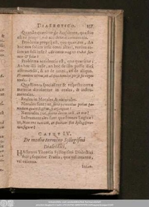 Caput IV. De medio termino Syllogismi Dialectici.