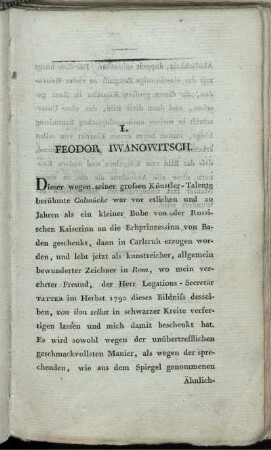 1. Fedor Iwanowitsch.