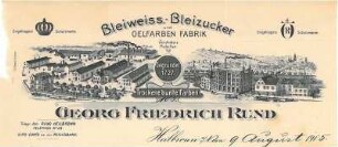 Rechnung der Fa. Georg Friedrich Rund mit Firmenansicht der Bleiweiß- und Farbenfabrik