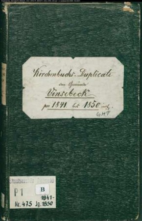 Kirchenbuchduplikat der katholischen Gemeinde Vinsebeck, Kreis Höxter (GHT 1841-1850) (Gemeinde: Katholische Gemeinde Vinsebeck)