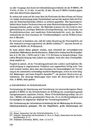 e) Erforderlichkeit im Sicherheitsbereich