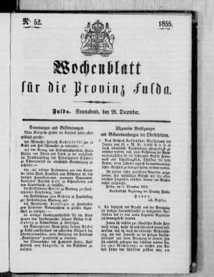 Nr. 52, Ausgabe vom 29. Dezember 1855
