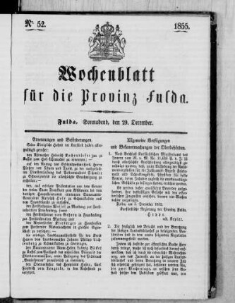 Nr. 52, Ausgabe vom 29. Dezember 1855