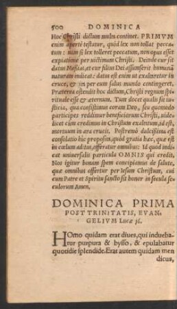 Dominica Prima Post Trinitatis ...