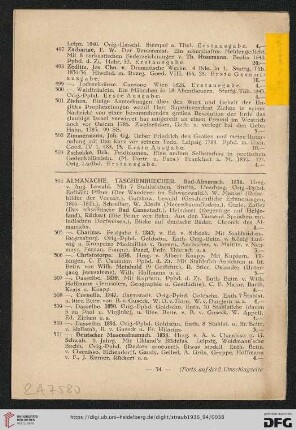 Almanache, Taschenbuecher (Nr. 504-511)