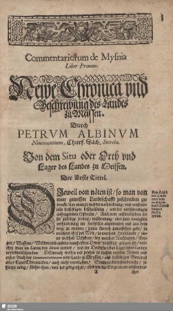 Newe Chronica und Beschreibung des Landes zu Meissen.