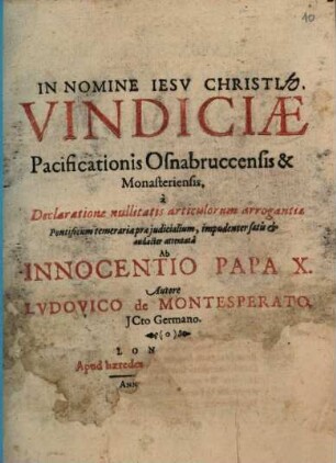 Vindiciae pacificationis Osnabruccensis