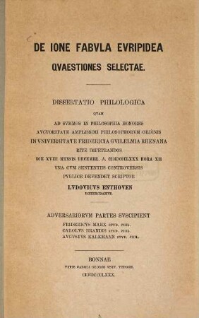 De Ione fabula Euripidea quaestiones selectae