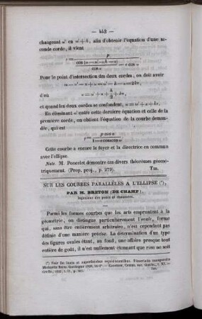 Sur les courbes paralléles a l´ellipse.