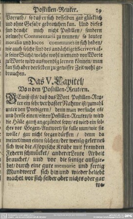 Das V. Capitel, Von den Postillen-Reutern