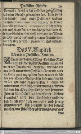 Das V. Capitel, Von den Postillen-Reutern