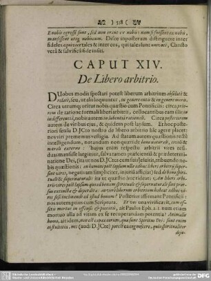 Caput XIV. De Libero arbitrio