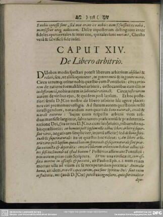 Caput XIV. De Libero arbitrio