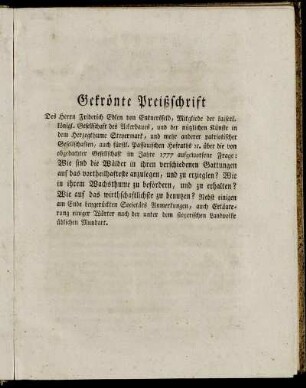Gekrönte Preißschrift ...