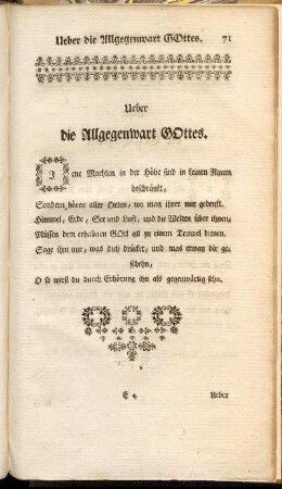 Ueber die Allgegenwart Gottes.