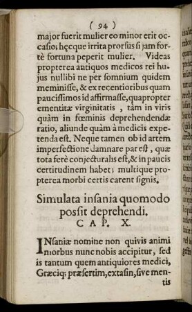 Simulata insania quomodo possit deprehendi. Cap. X.