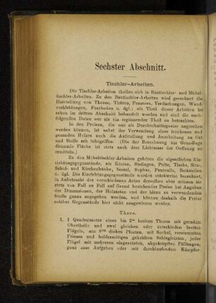Sechster Abschnitt. Tischler-Arbeiten.