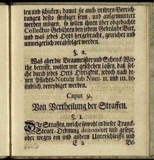 Caput 9. Von Vertheilung der Straffen.