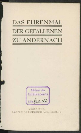 Das Ehrenmal der Gefallenen zu Andernach