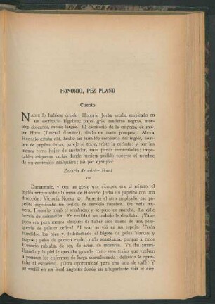 Honorio, pez plano : Cuento
