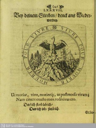 LXXXVIII. Bey deinem Sterben, denck ans Wiederwerden