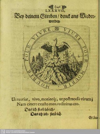 LXXXVIII. Bey deinem Sterben, denck ans Wiederwerden