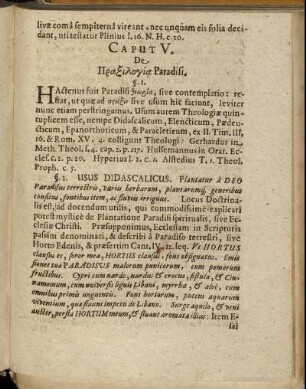 Caput V. De Πςαξιλογια Paradisi.