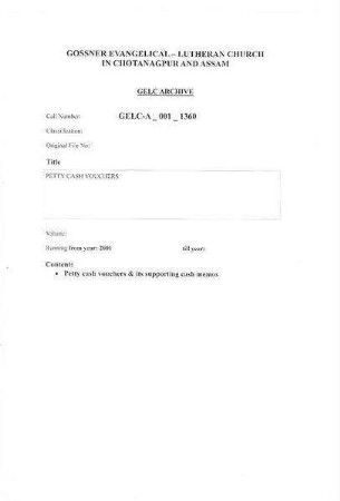 PETTY CASH VOUCHERS
