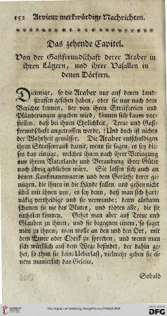Das zehende Capitel. Von der Gastfreundschaft derer Araber in ihren Lägern, und ihrer Vasallen in denen Dörfern