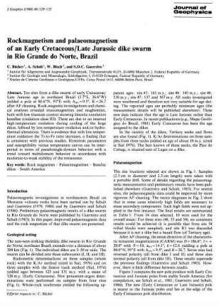 Rockmagnetism and palaeomagnetism of an early Cretaceous/late Jurassic dike swarm in Rio Grande do Norte, Brazil