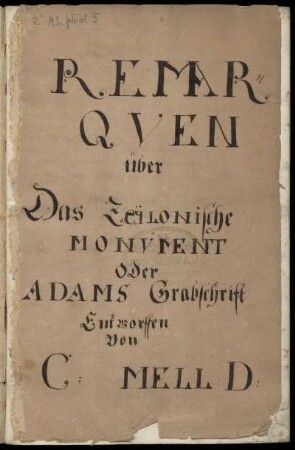 Remarquen über das zeylonische Monument oder Adams Grabschrift