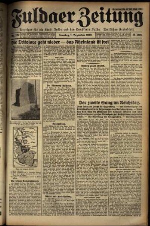 Erste Ausgabe vom Sonntag, den 01. Dezember 1929.