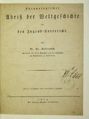 Chronologischer Abriß der Weltgeschichte für den Jugend-Unterricht