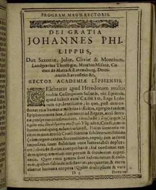 Program. Magn. Rectoris. Dei Gratia [...]