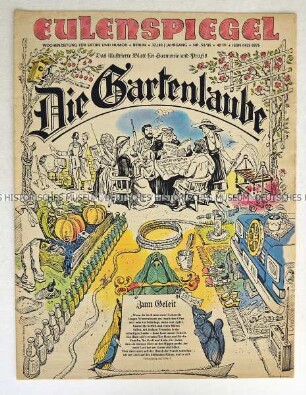 Satirezeitschrift "Eulenspiegel" mit Titel in Form eines Titelblattes der Illustrierten "Die Gartenlaube"