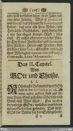 Das II. Capitel. Von Gott und Christo