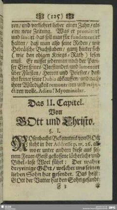 Das II. Capitel. Von Gott und Christo