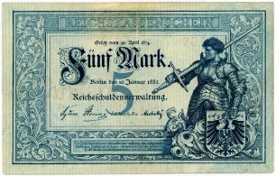 Geldschein, 5 Mark, 10.1.1882