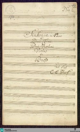 Symphonies - Mus. Hs. 174 : vl (2), vla, cor (2), b; F