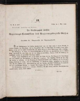 Amtsblatt der Großherzoglich-Hessischen Regierungs-Commission des Regierungsbezirks Gießen