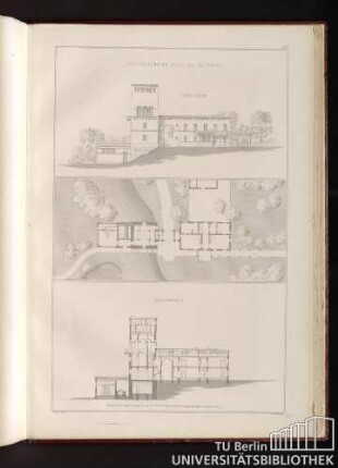 50. Dampfmaschinen-Haus zu Glienicke. Seitenansicht. Laengenprofil.