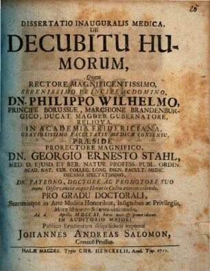 Diss. inaug. med. de decubitu humorum