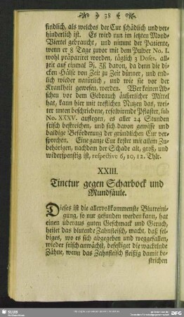 XXIII. Tinctur gegen Scharbock und Mundfäule