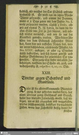 XXIII. Tinctur gegen Scharbock und Mundfäule