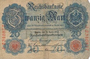 Zahlungsmittel / Reichsbanknote / Zwanzig Mark / 1910