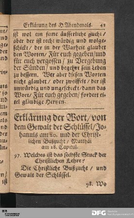 Erklärung der Wort/ von Gewalt der Schlüssel [...].